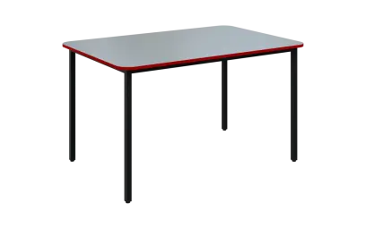 JSBR 130N Jídelní stůl 1300 x 900 mm, deska šedá s hranou červená flamengo / podnož černá
